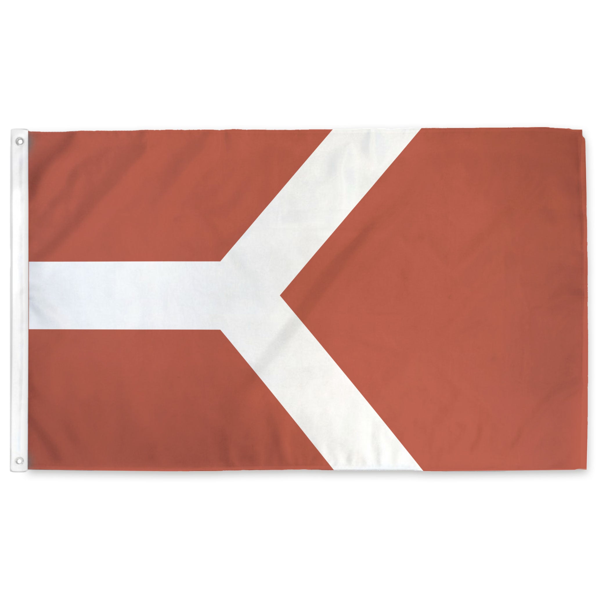 Flag with a white "y" shape on a red background