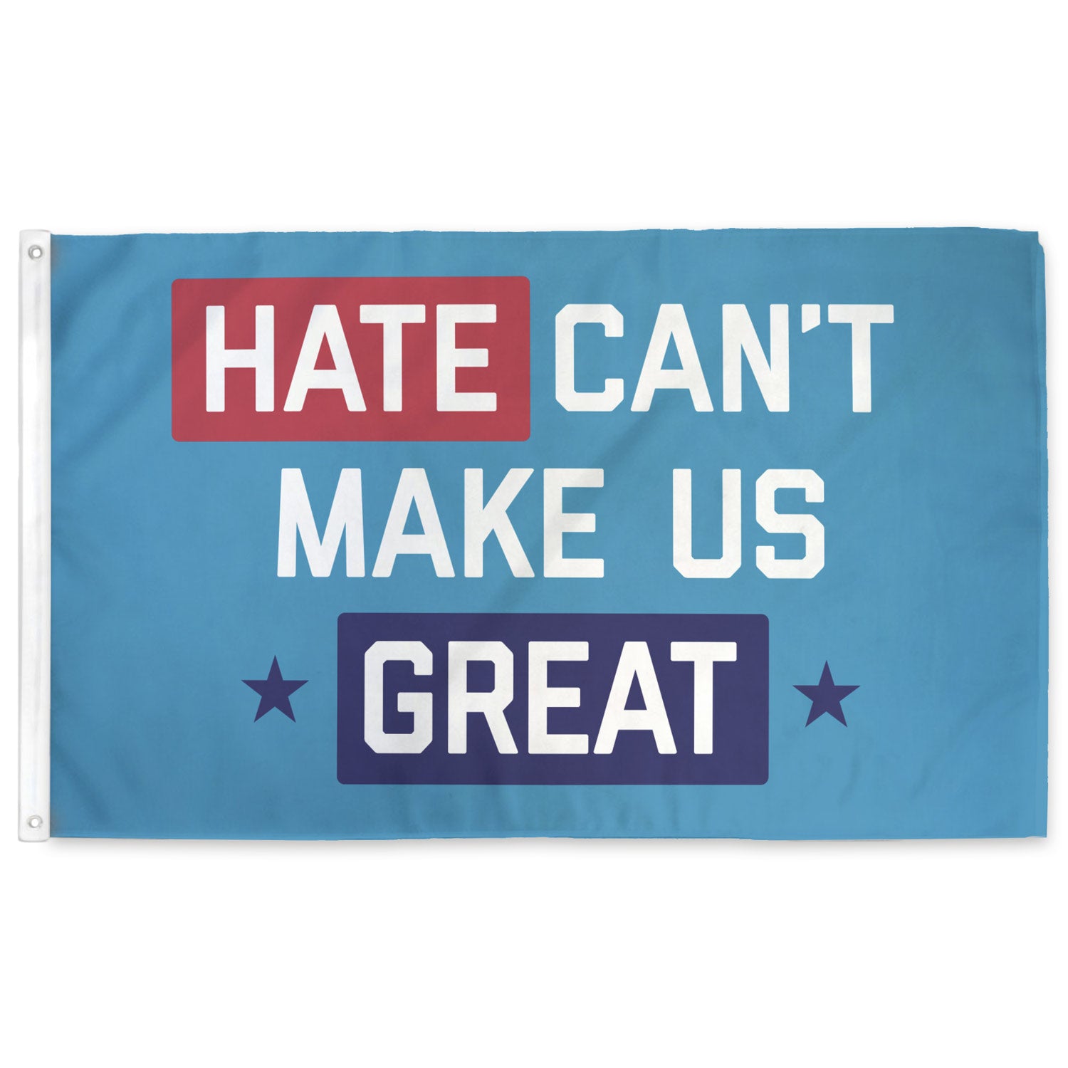 "Hate Can't Make Us Great" blue flag