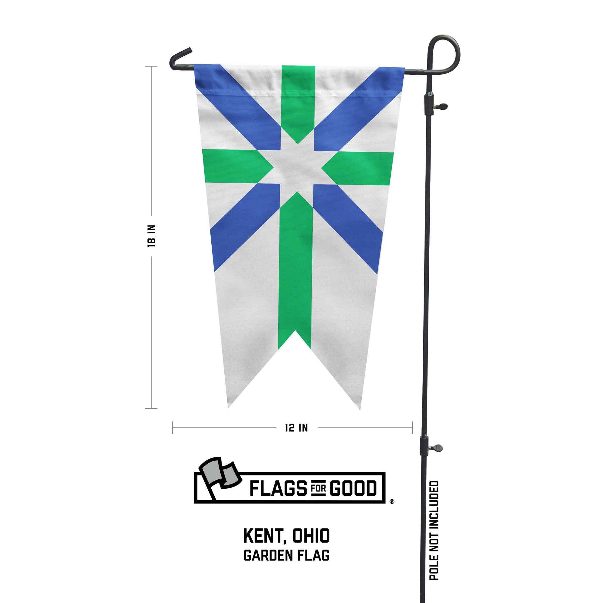 kent ohio garden flag measurements 12in by 18in swallow tail 