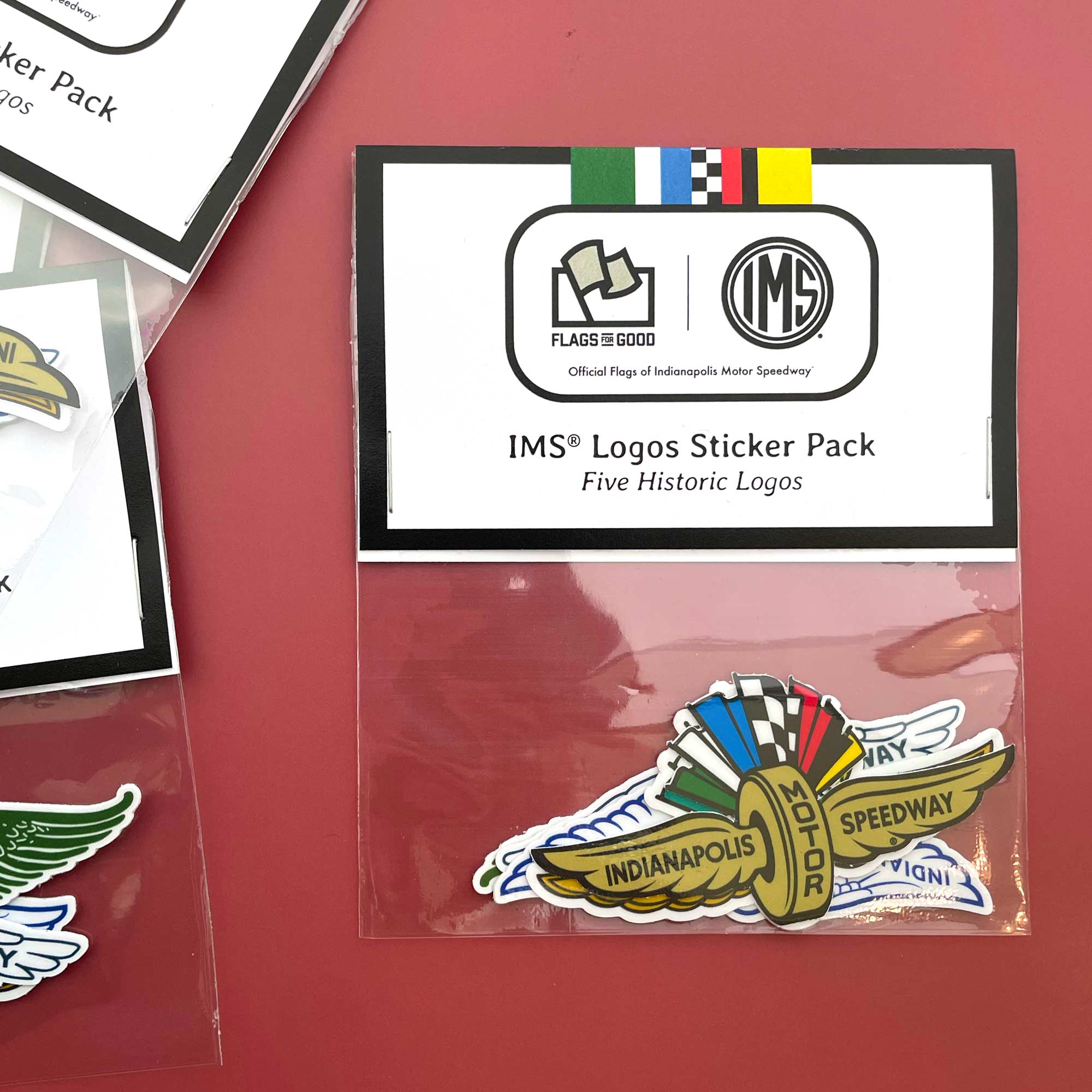 Historic Indianapolis Motor Speedway Wings & Wheel Logos Five Sticker Pack