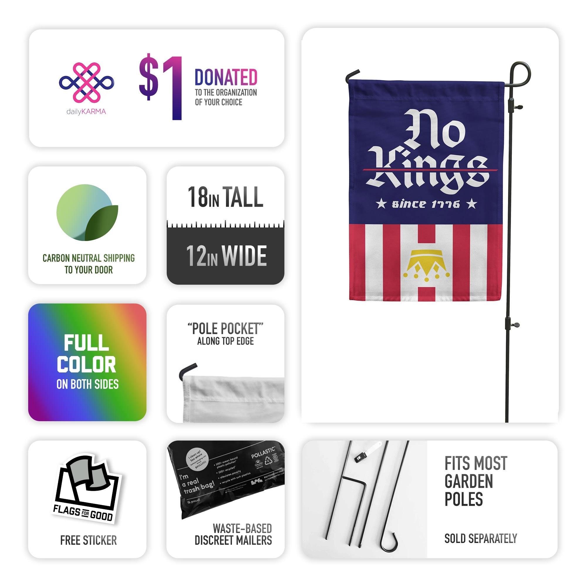 No Kings Garden Flag