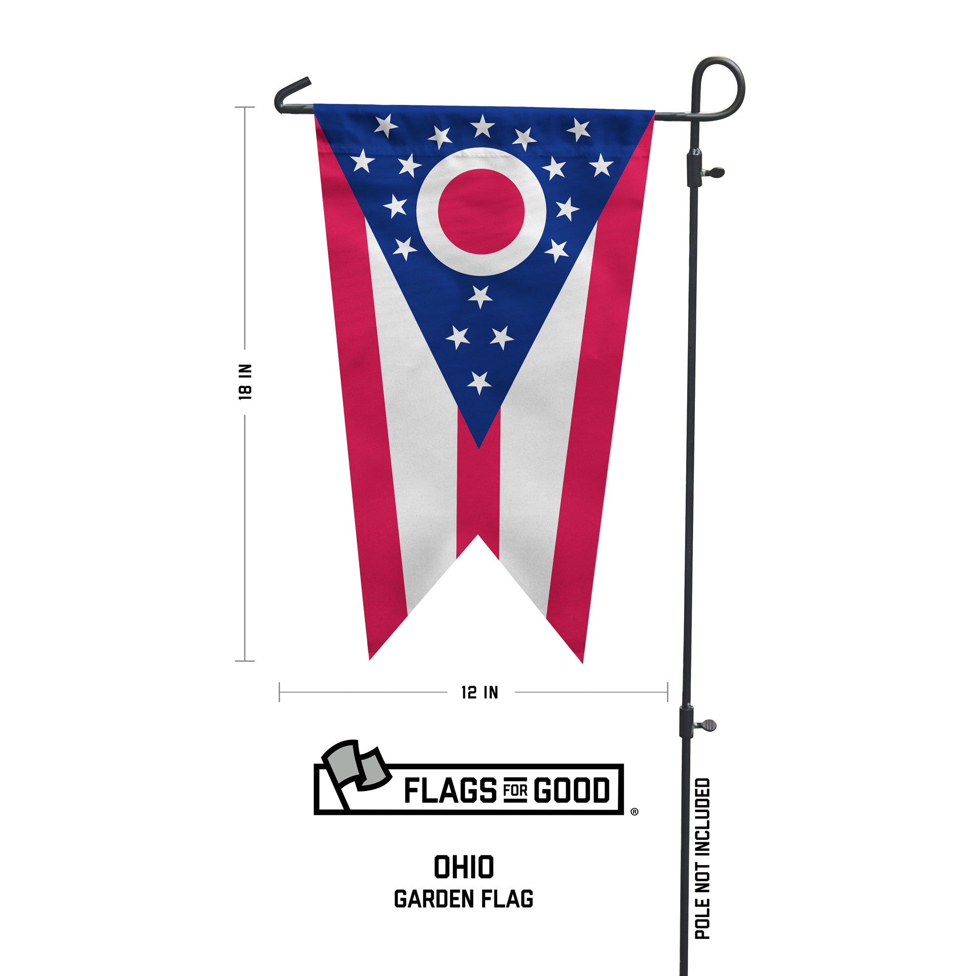Garden flag with Ohio state design on a white background