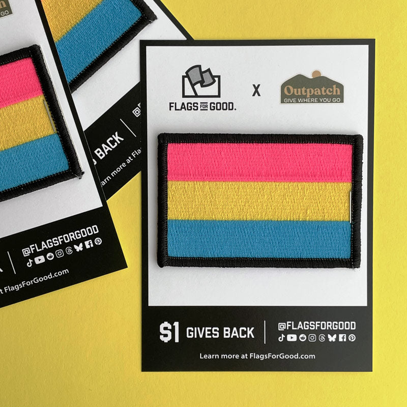 Pansexual Pride Flag stick on patch on backing card