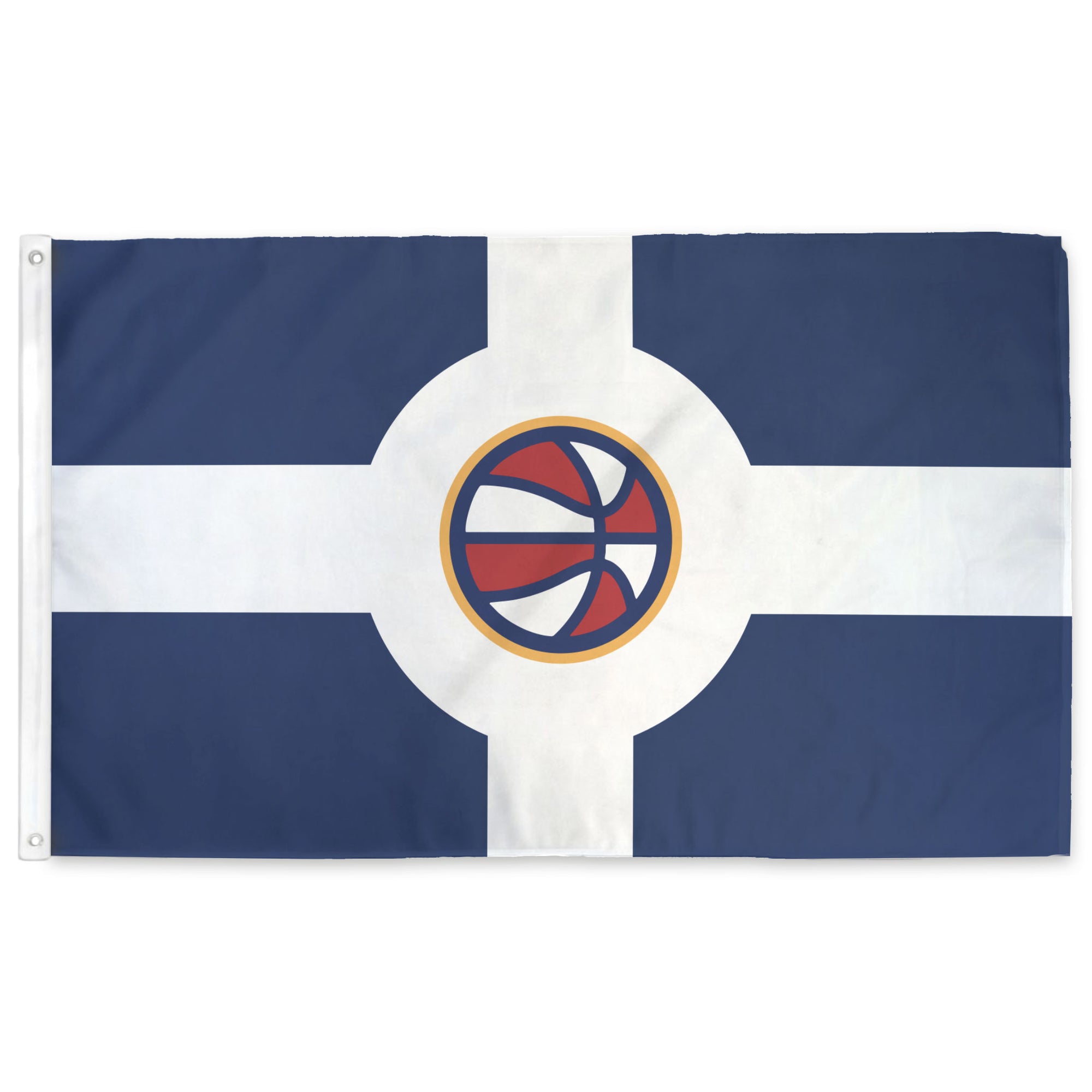Red & White Indianapolis Basketball City Flag