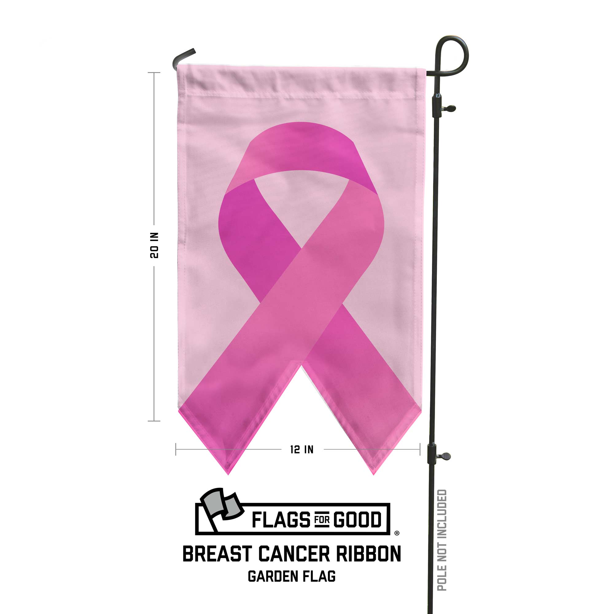 Pink Breast Cancer Ribbon Garden Flag