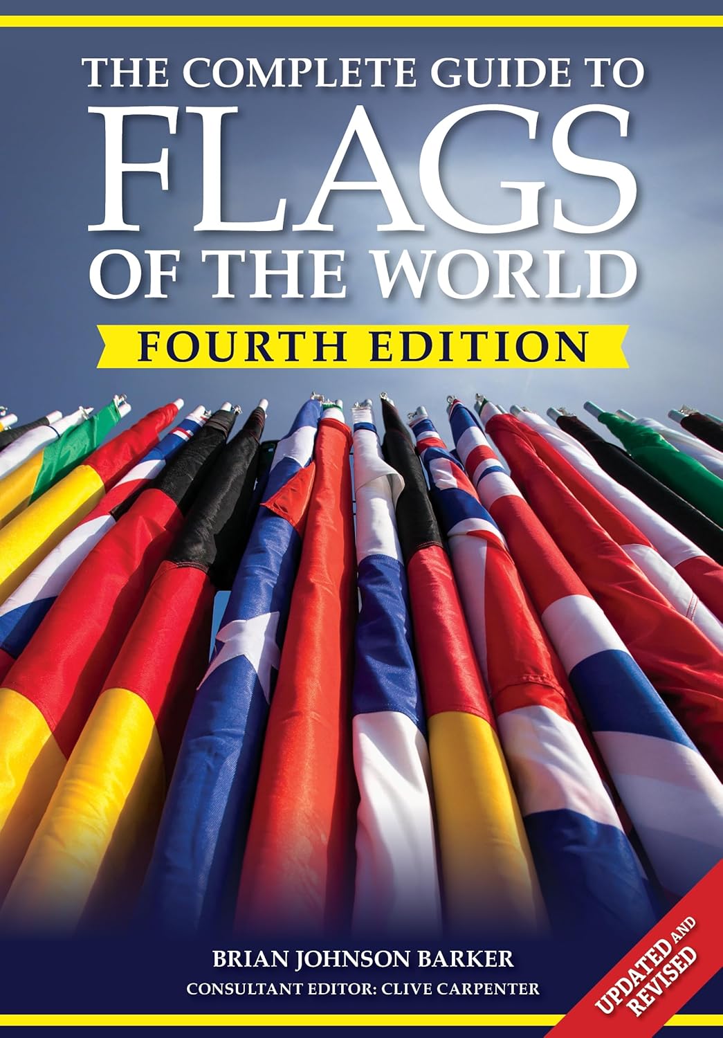 Book cover of 'The Complete Guide to Flags of the World' with a row of flags on a blue background.