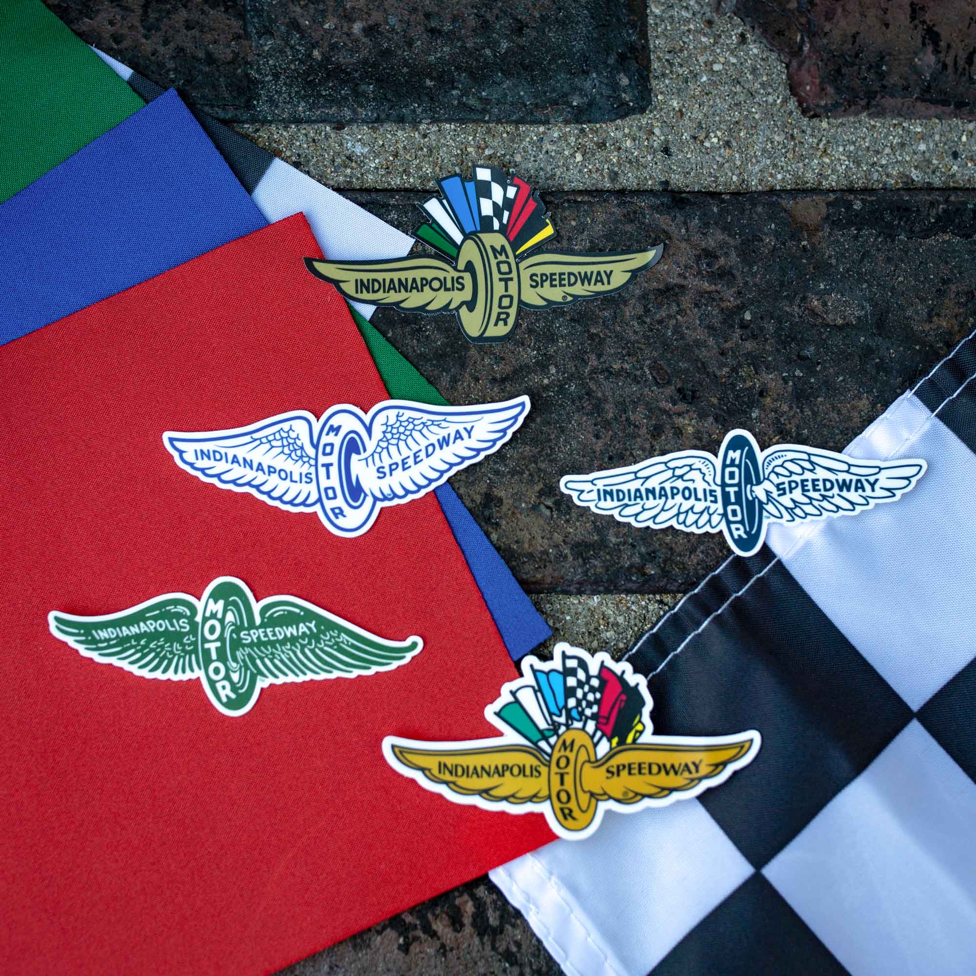 Historic Indianapolis Motor Speedway Wings & Wheel Logos Five Sticker Pack