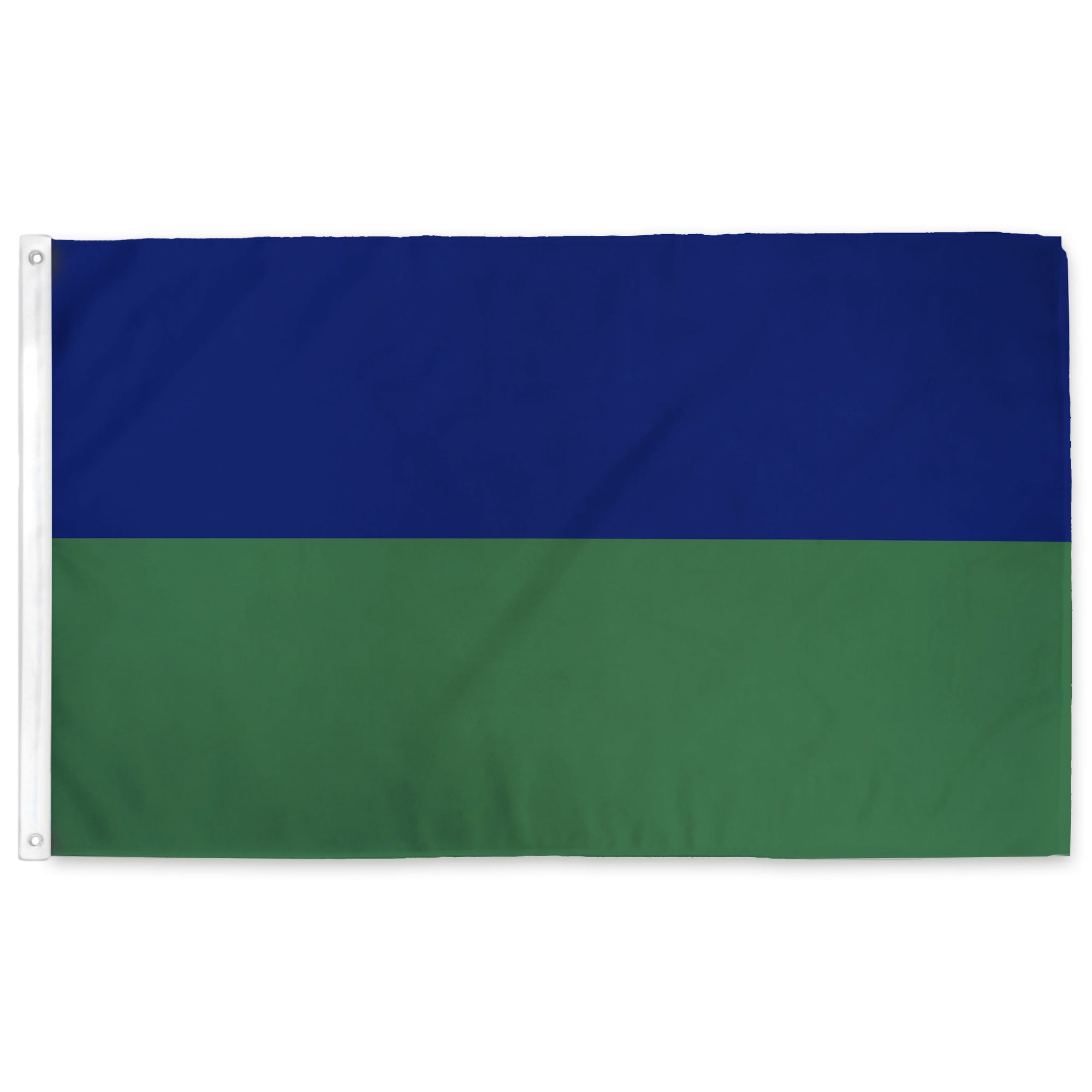 Flag with blue and green horizontal stripes on a white background