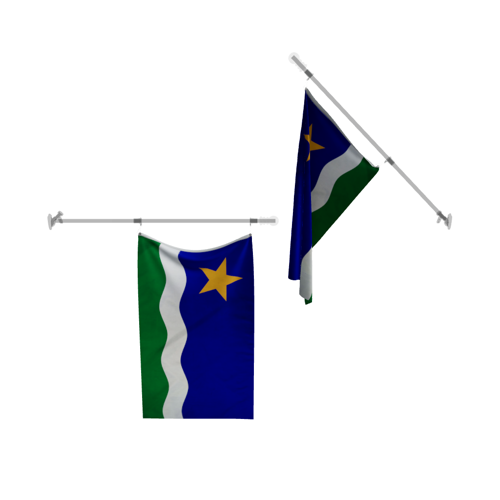 Minnesota North Star Flag on a pole at two different angles.